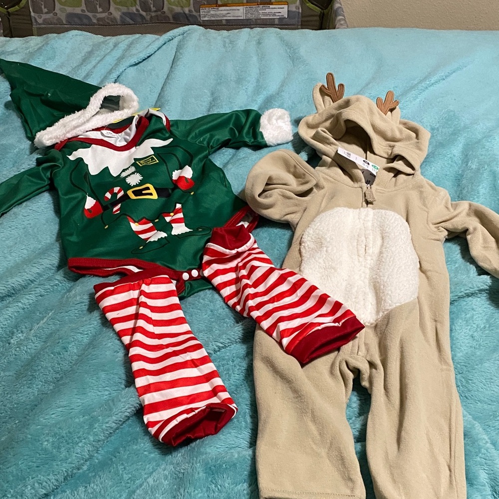 Festive Elf and Reindeer Kids Costume Set
